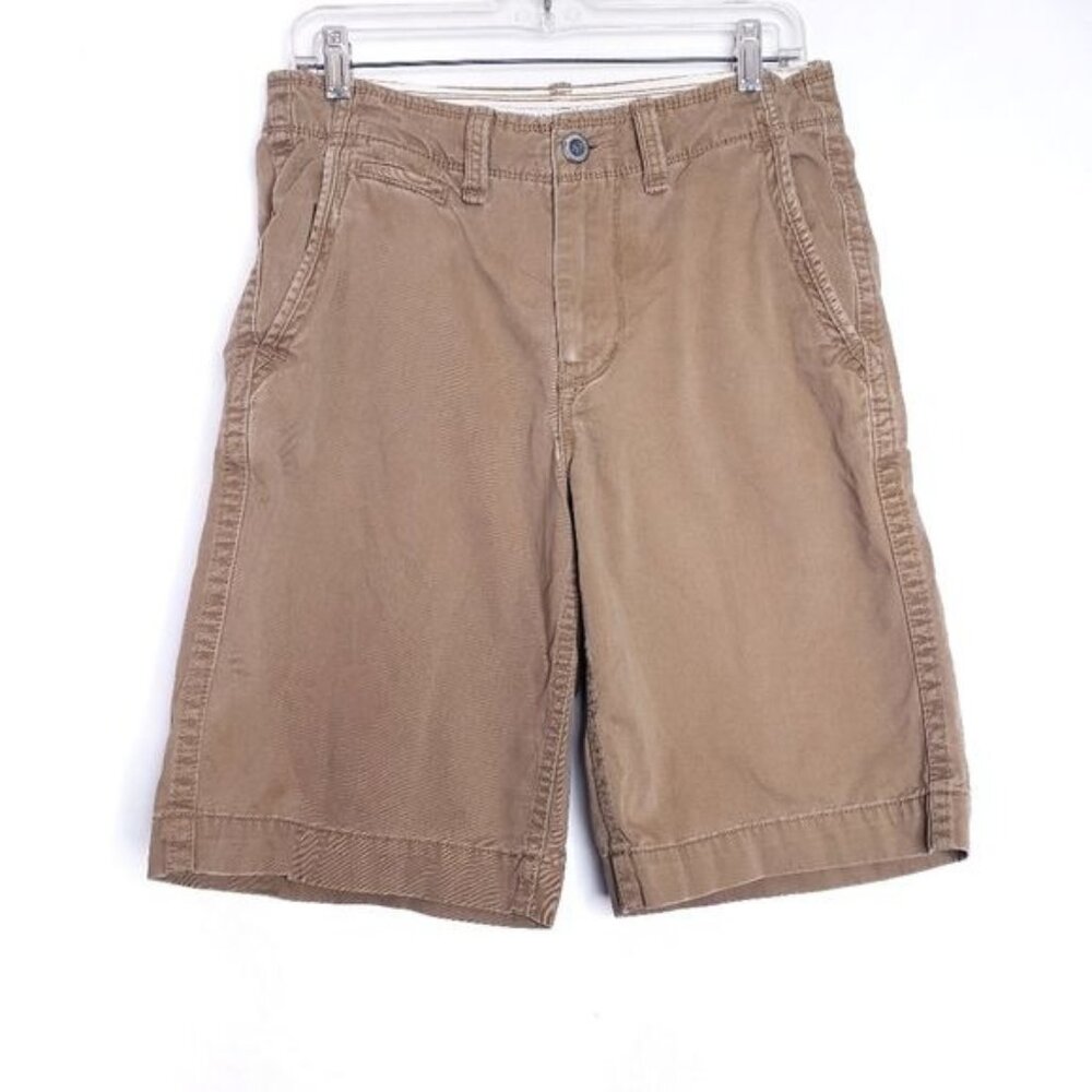 American Eagle Tan Khaki Flat Front Cotton Casual Shorts Men's Size 28